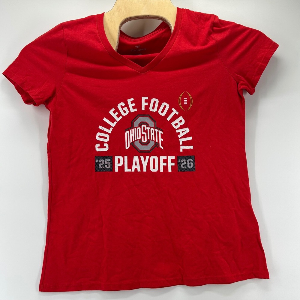 Fanatics Ohio State Buckeyes T-Shirt Womens Medium Red CFP 25-26 V-Neck NCAA